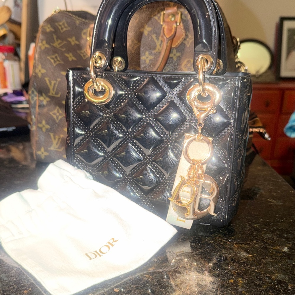 Unbranded Black Mini Bag with Gold Dior Accents - Picture 1 of 7
